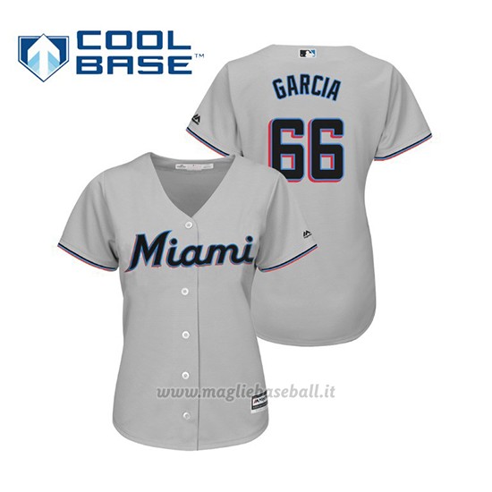 Maglia Baseball Donna Miami Marlins Jarlin Garcia Cool Base Majestic Road 2019 Grigio